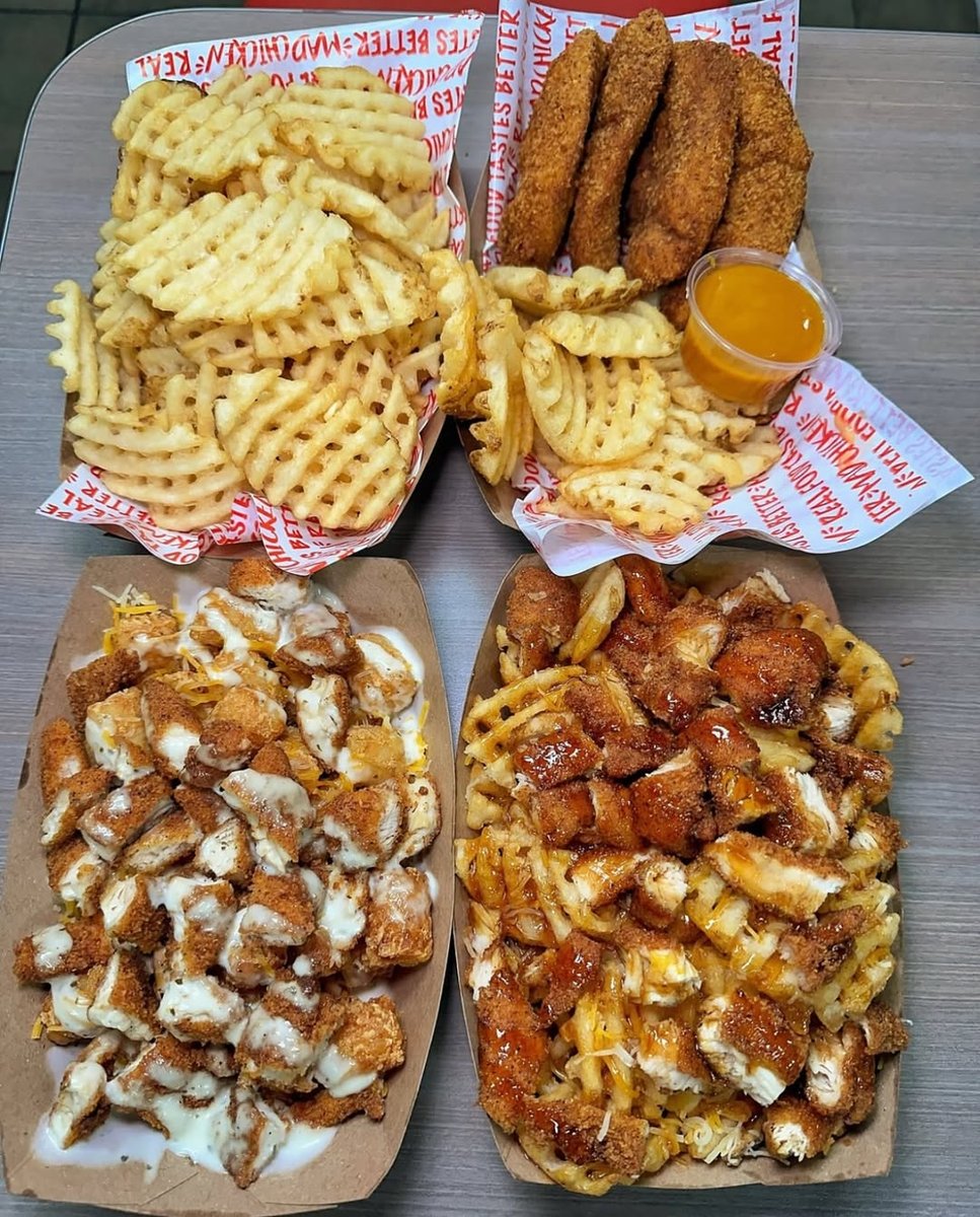 Family trays of tenders, boneless wings and waffle fries