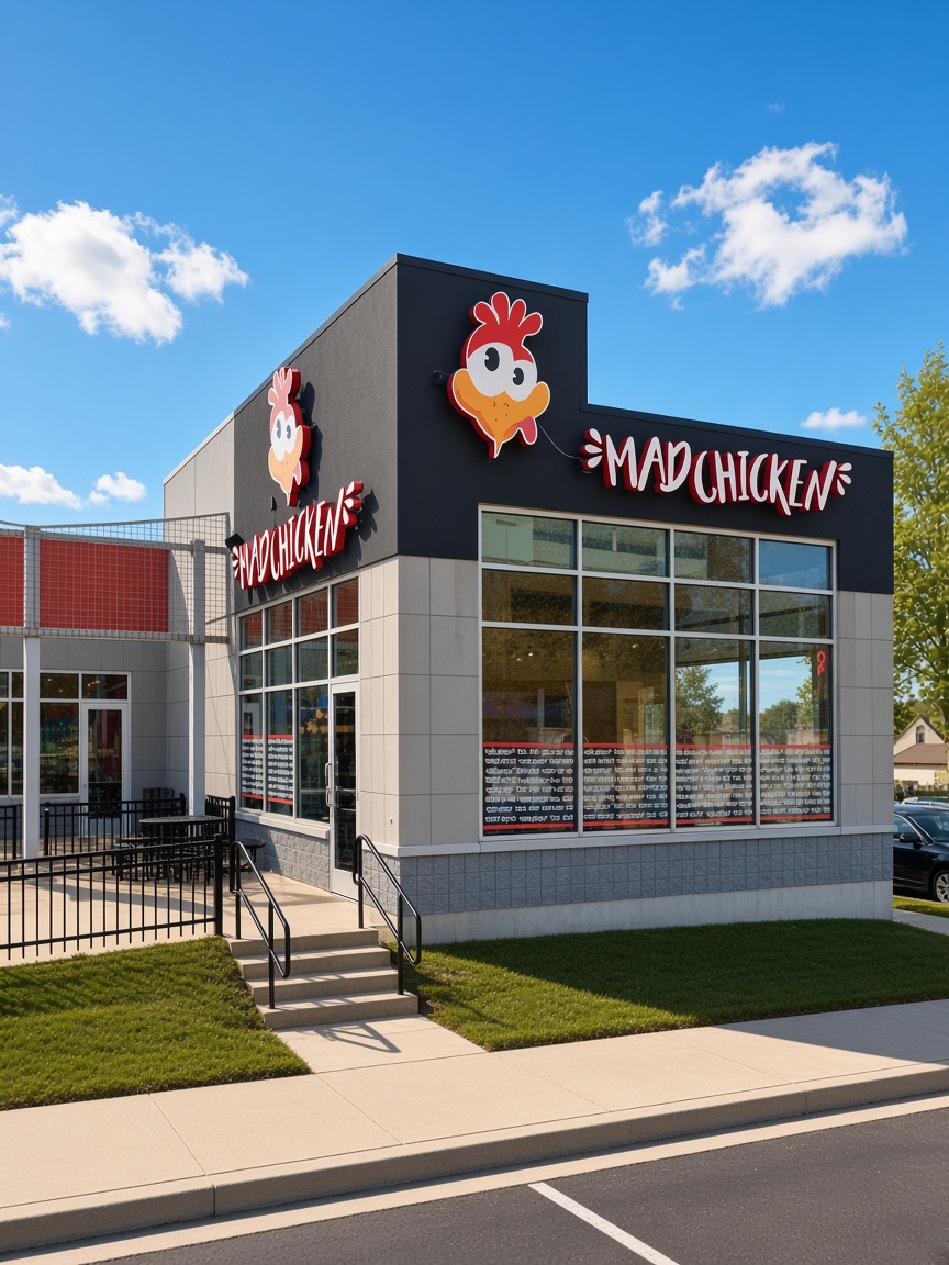 Cleaned-up exterior photo of the Mad Chicken Milwaukee St. Lukes location